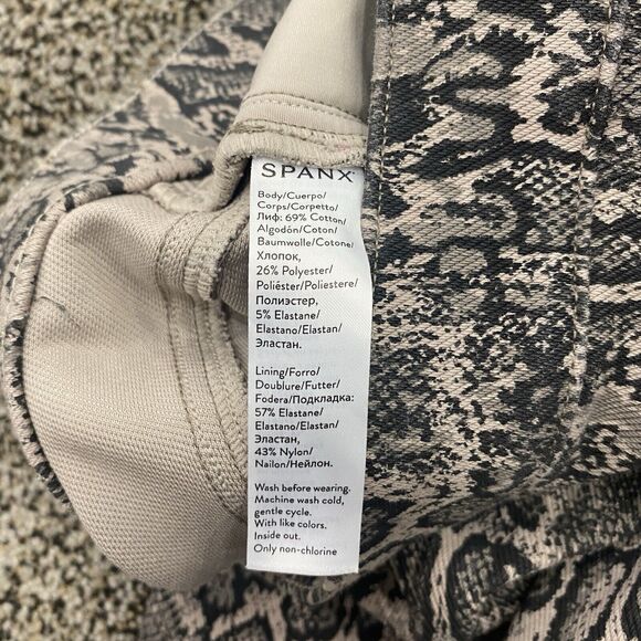 SPANX S Jeanish Ankle Pull On Knit Leggings Snakeskin Print Black Taupe Slimming - Picture 6 of 16